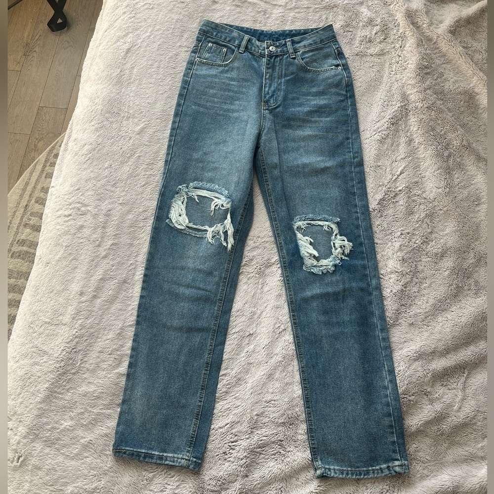 Blue Denim Ripped Jeans